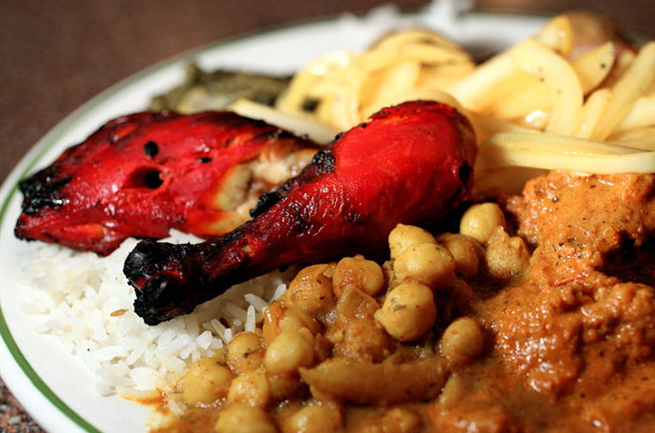 assortment of indian buffet items